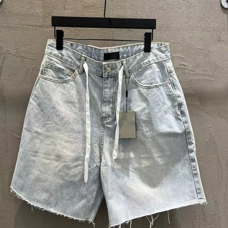 Drawstring denim shorts